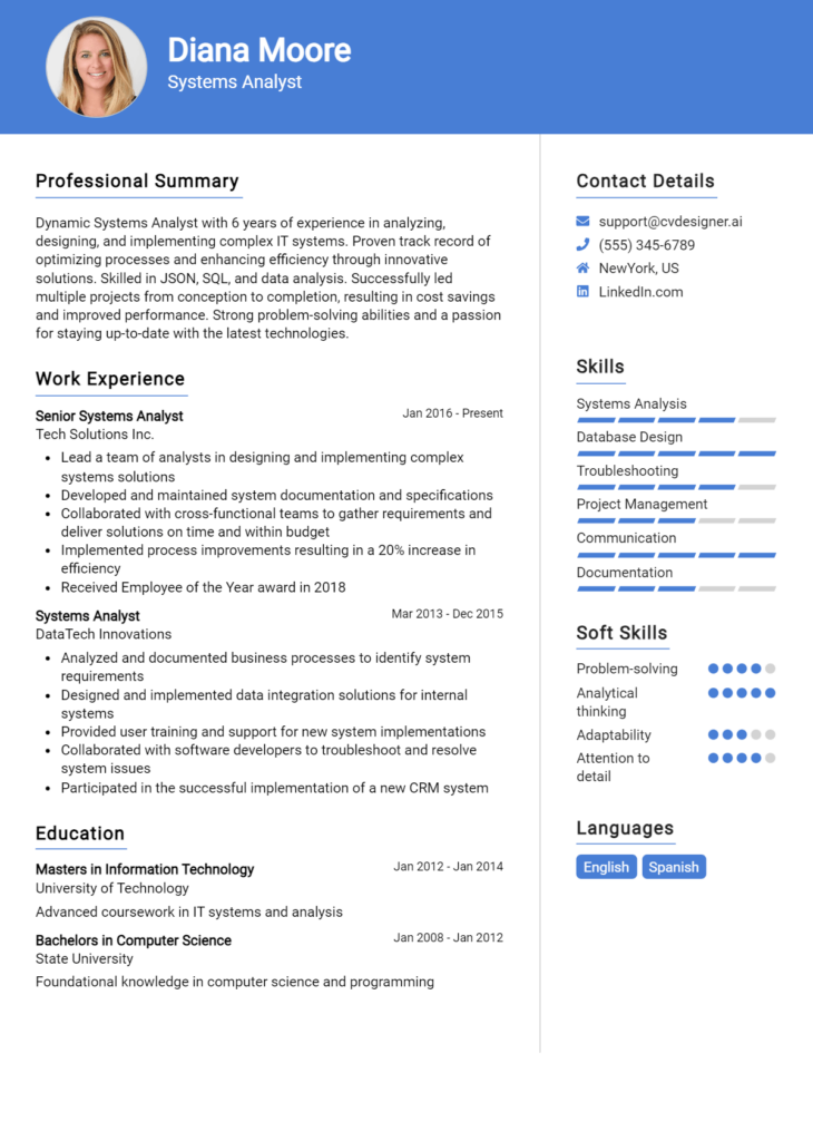 16 Computer Systems Analyst Resume Examples And Templates for 2024 ...