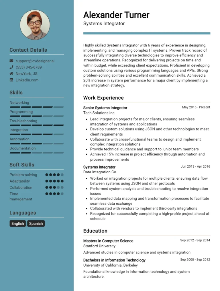 Systems Integrator CV Example For 2025: Top Tips & Samples
