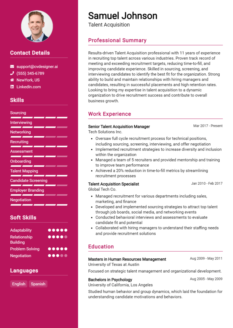 9 Talent Acquisition Resume Examples for 2025: Resume Guide