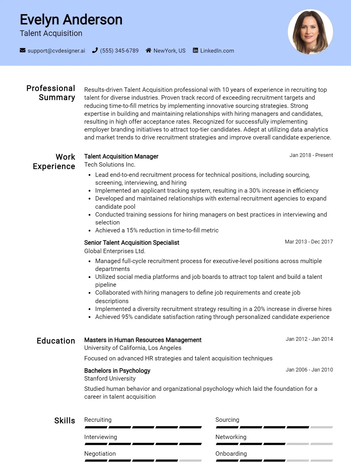 Talent Acquisition CV Example