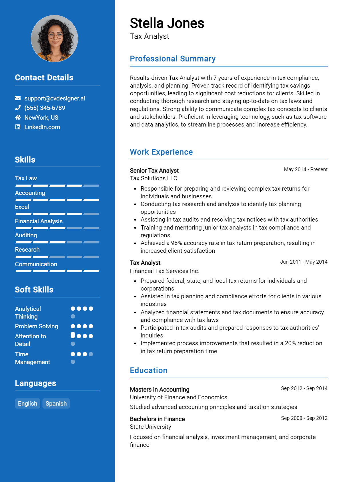 Tax Analyst Resume Example