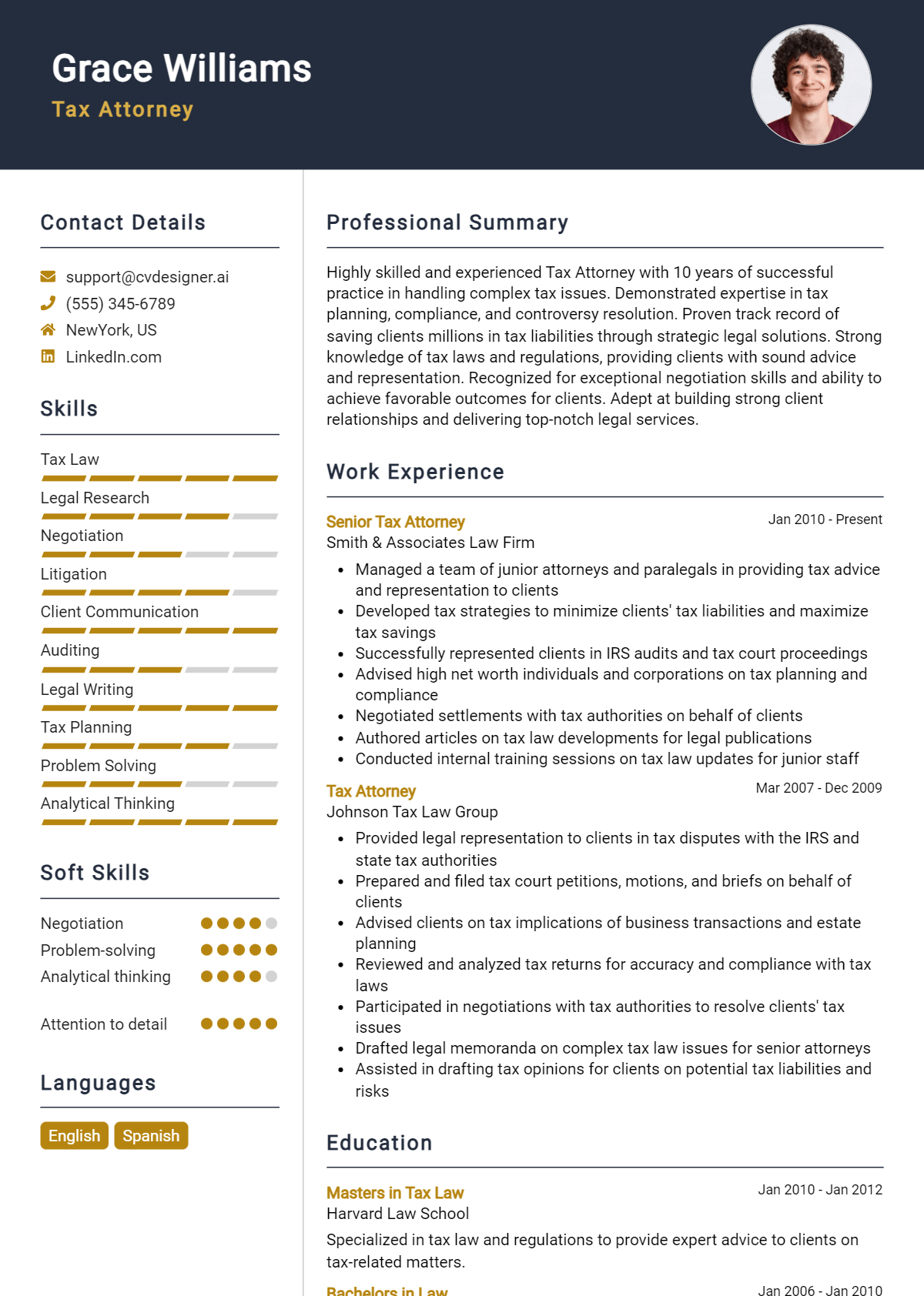 Tax Attorney Resume Example