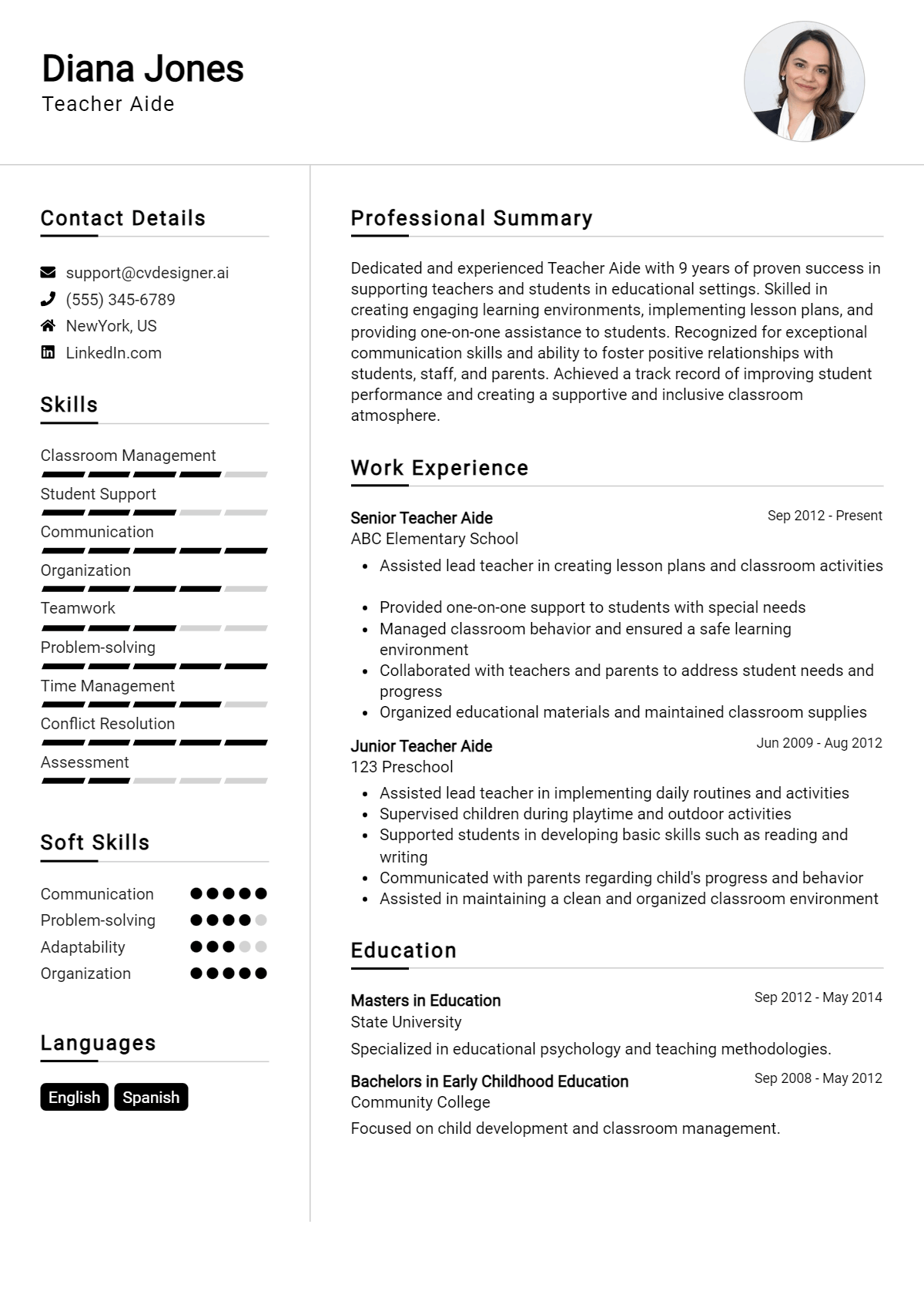 Teacher Aide Resume Example