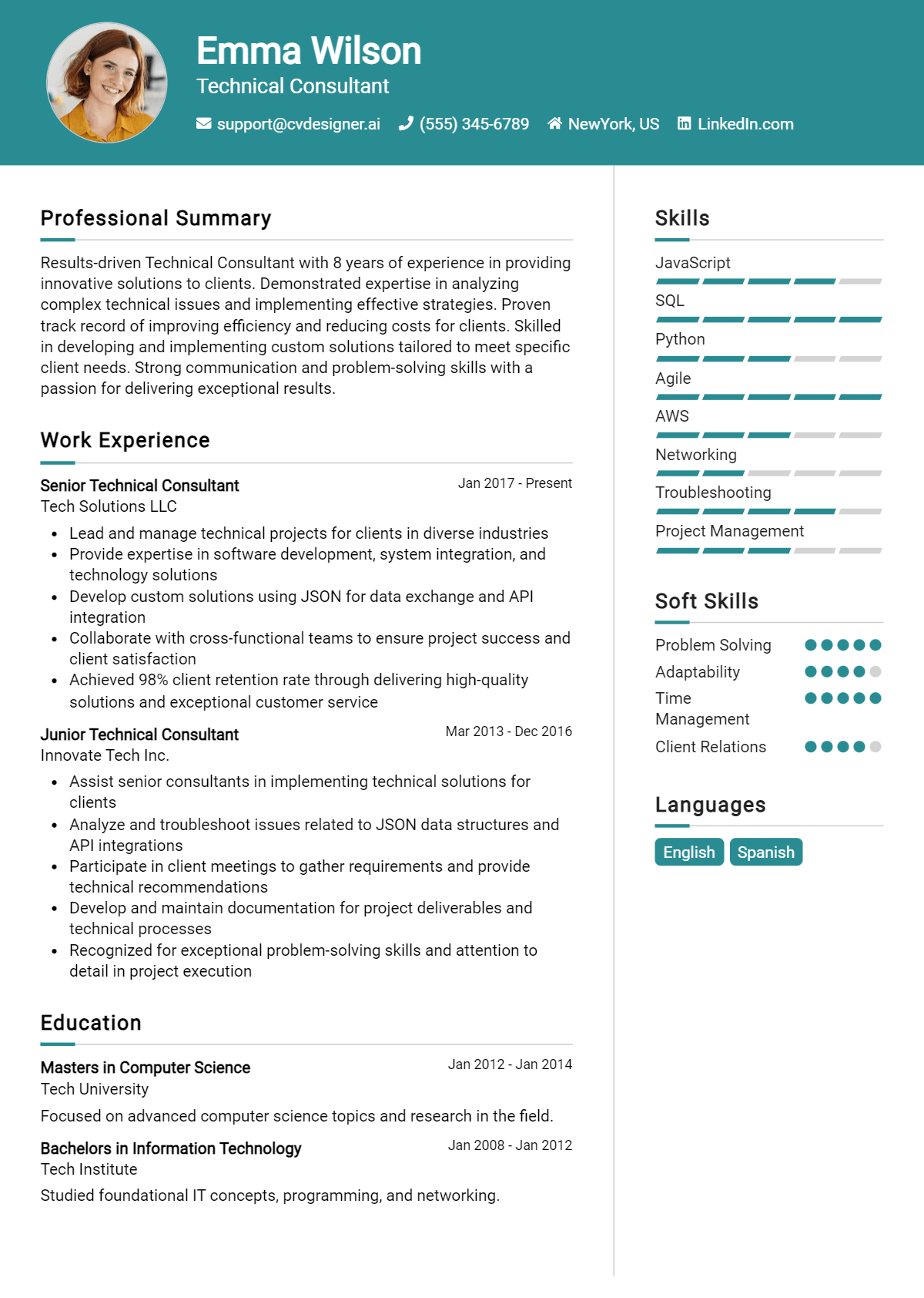 Technical Consultant Resume Example