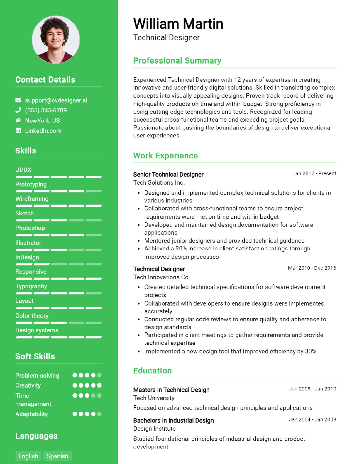 Technical Designer CV Example