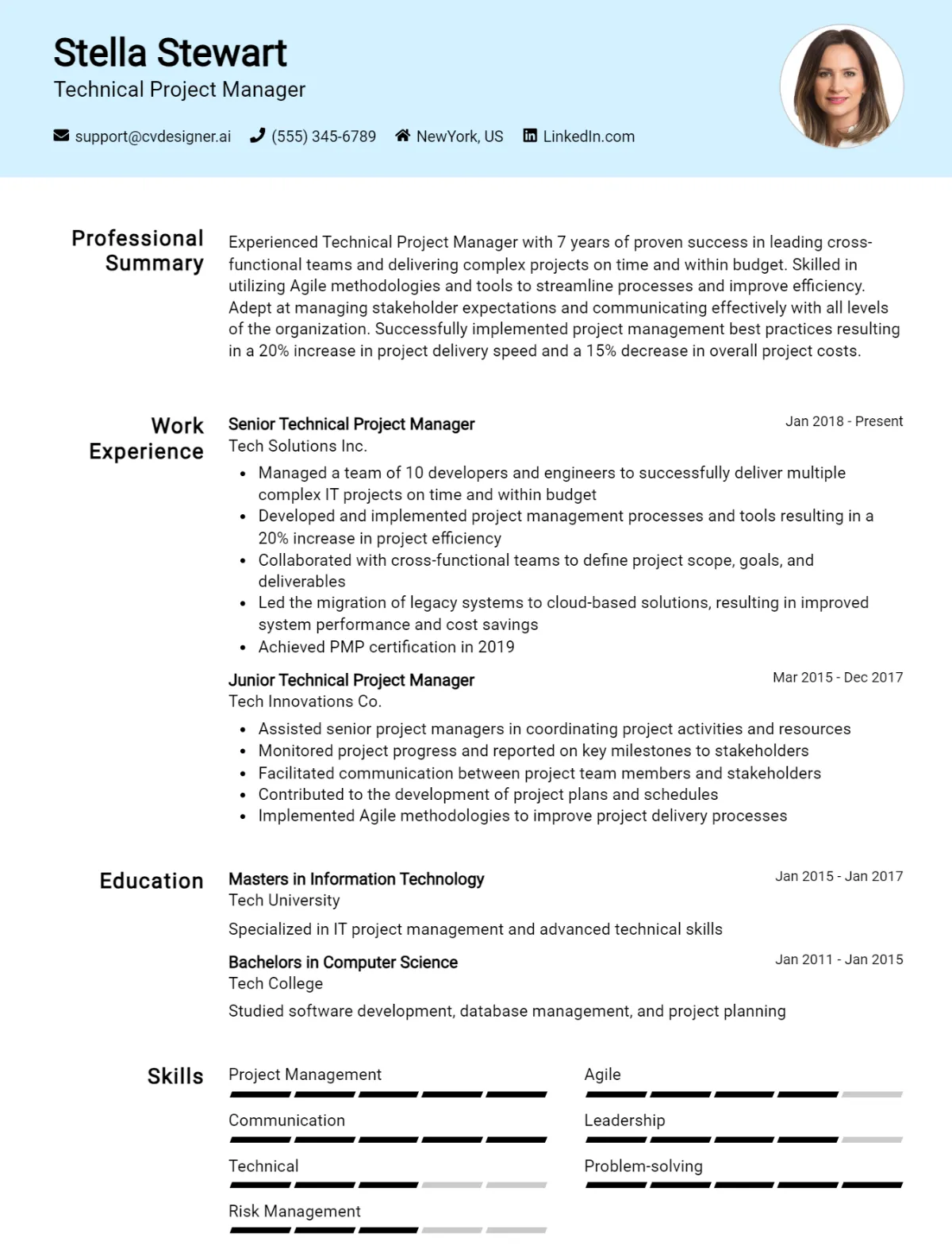 Technical Project Manager CV Example