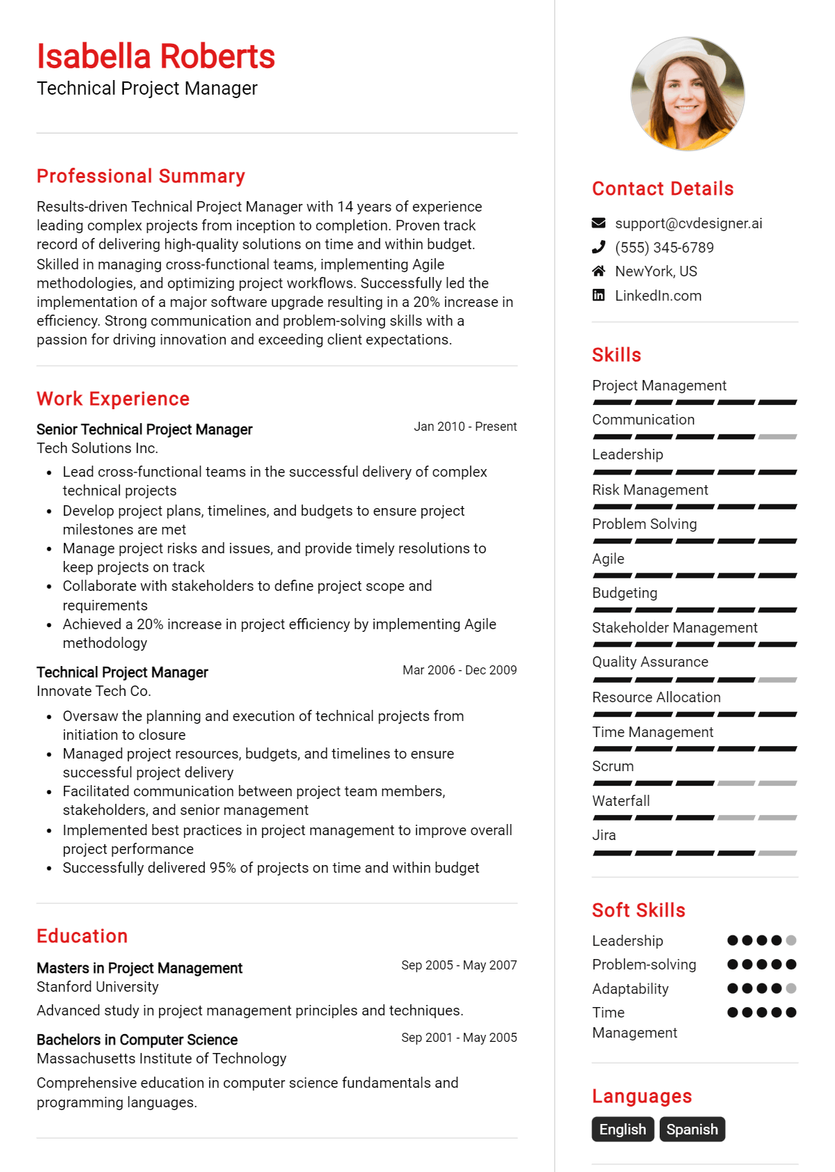 Technical Project Manager Resume Example
