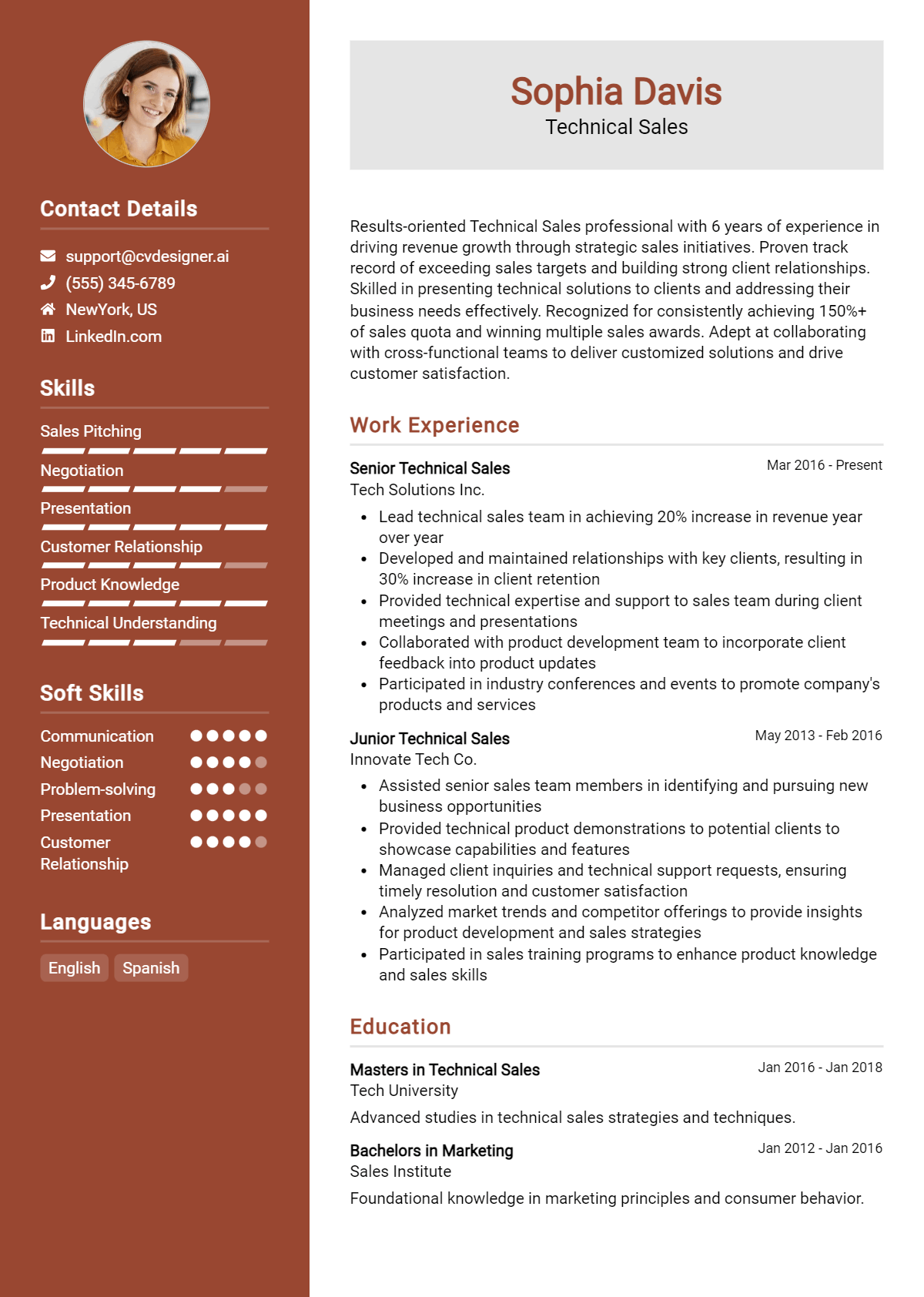 Technical Sales Resume Example