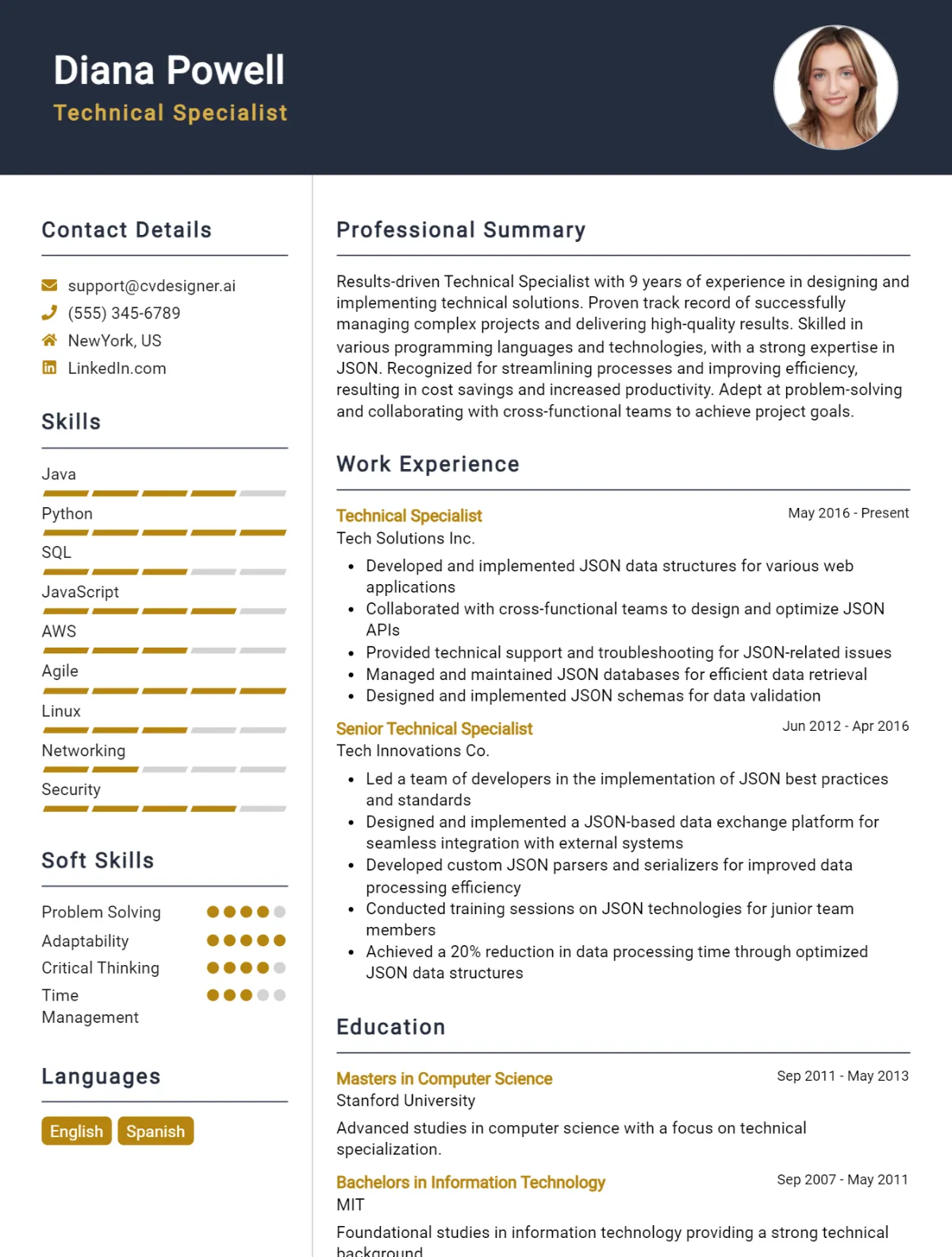 Technical Specialist CV Example