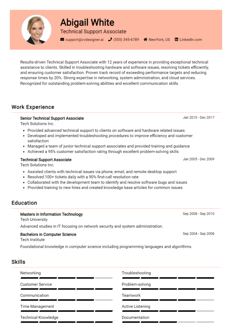 16 Technical Support Associate Resume Examples And Templates for 2025