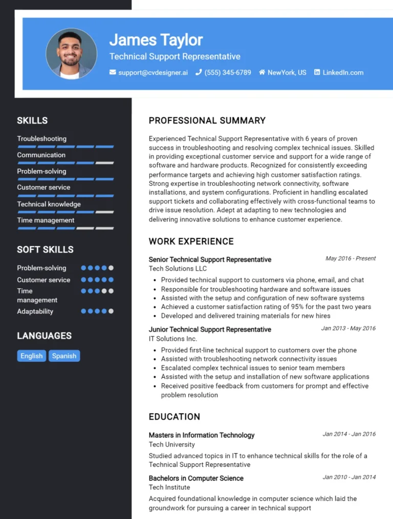 14 Technical Support Representative CV Examples For 2025: Ultimate Guide