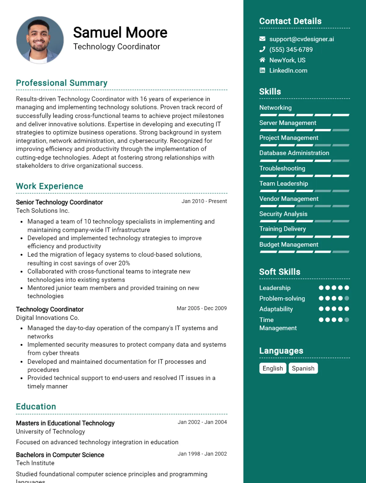 Technology Coordinator CV Example