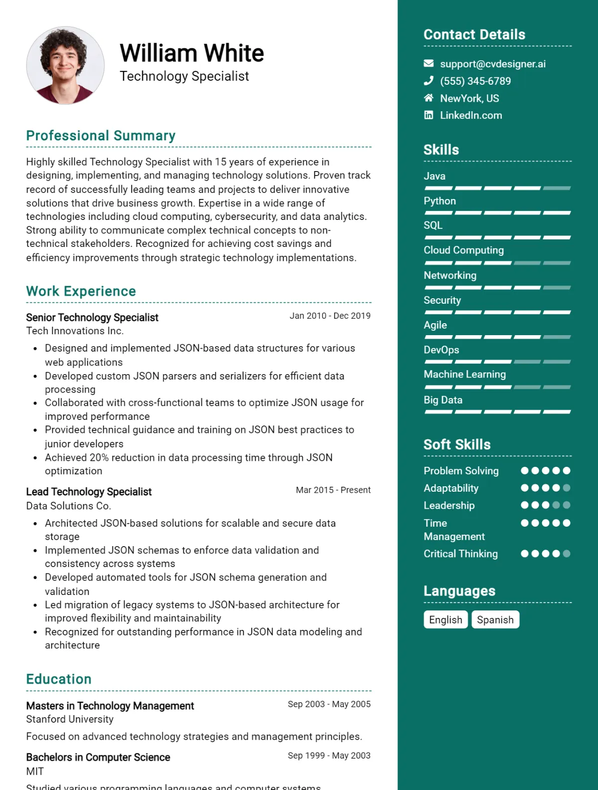 Technology Specialist CV Example