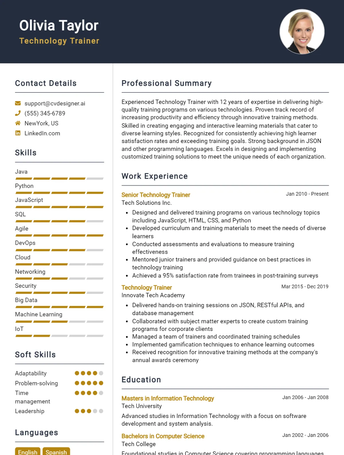Technology Trainer CV Example