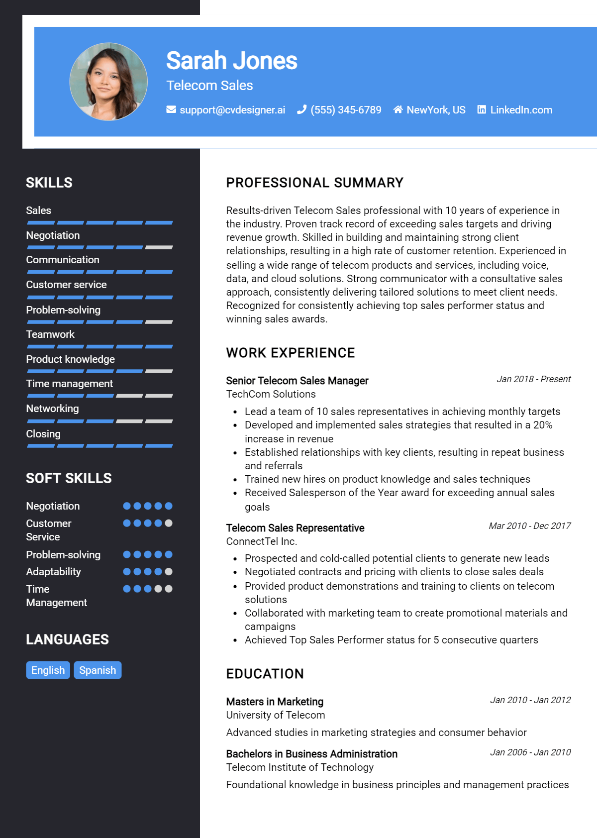 Telecom Sales Resume Example