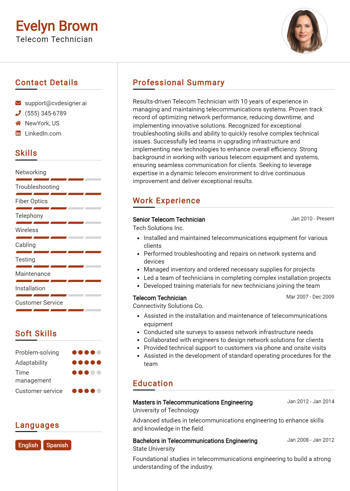 Telecom Technician Resume Example