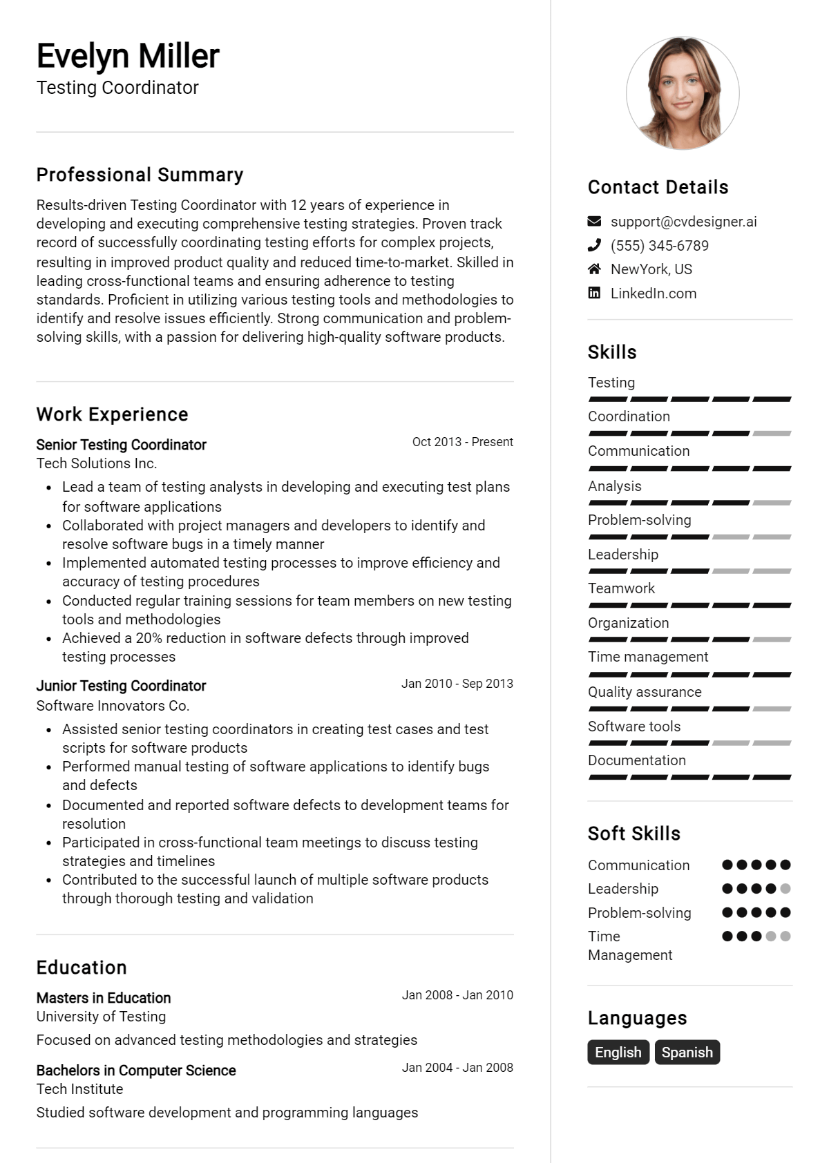 Testing Coordinator Resume Example