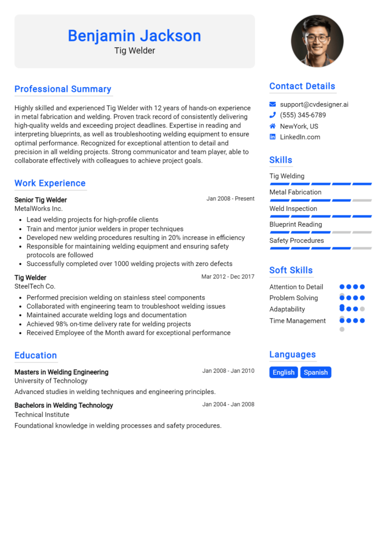 Tig Welder Resume Example for 2025: Ultimate Guide