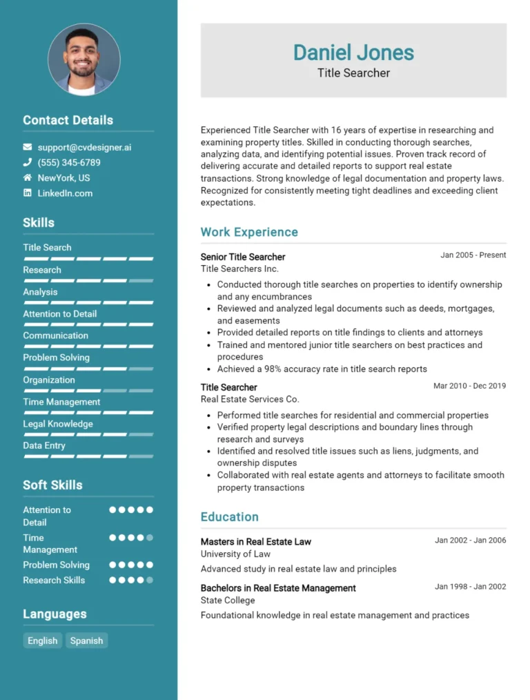 Title Searcher CV Example For 2025: How to Craft a Winning CV