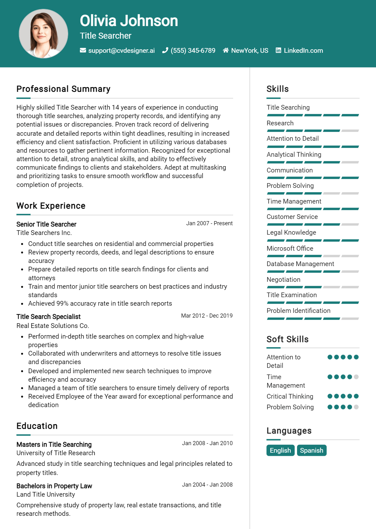 Title Searcher Resume Example