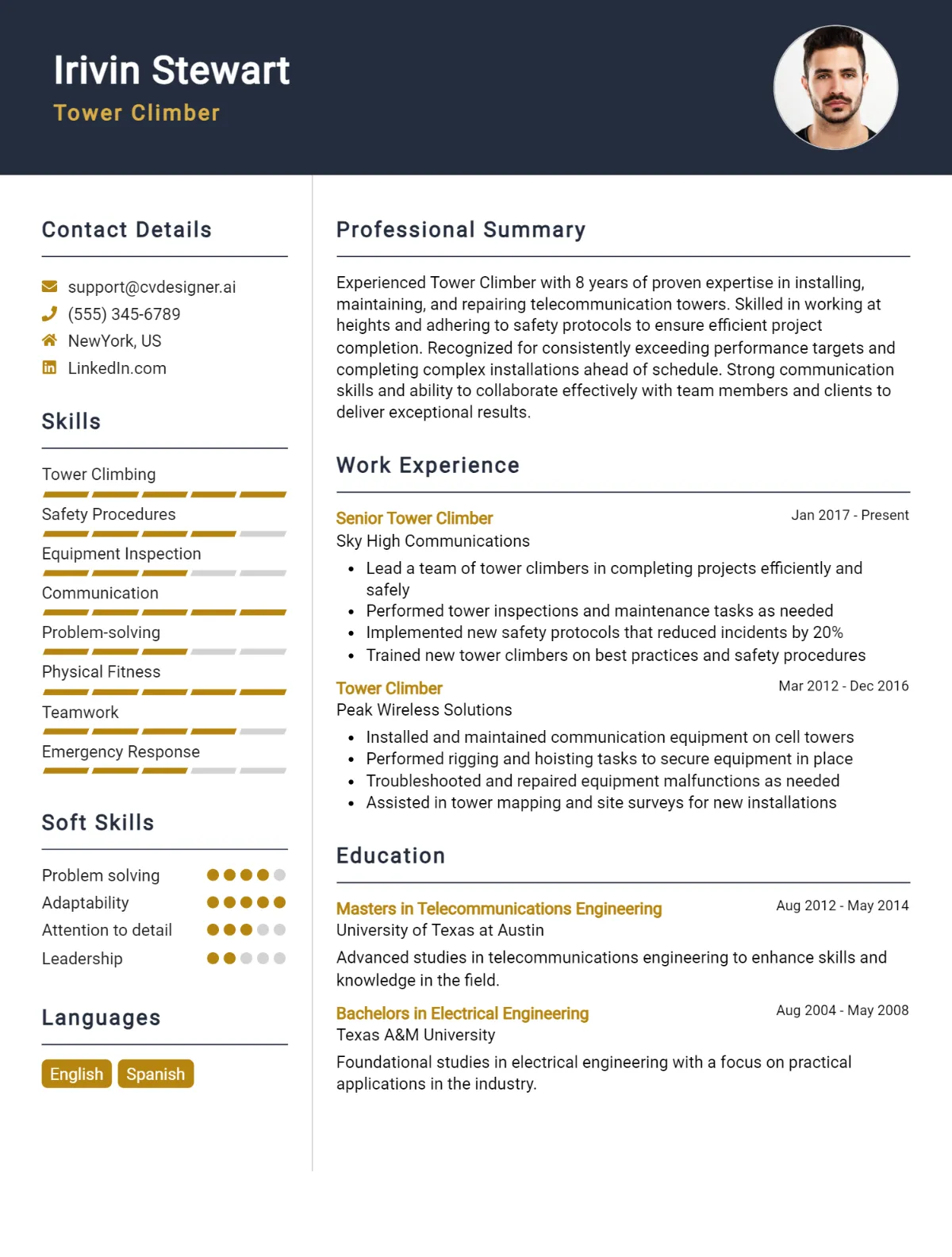 Tower Climber CV Example