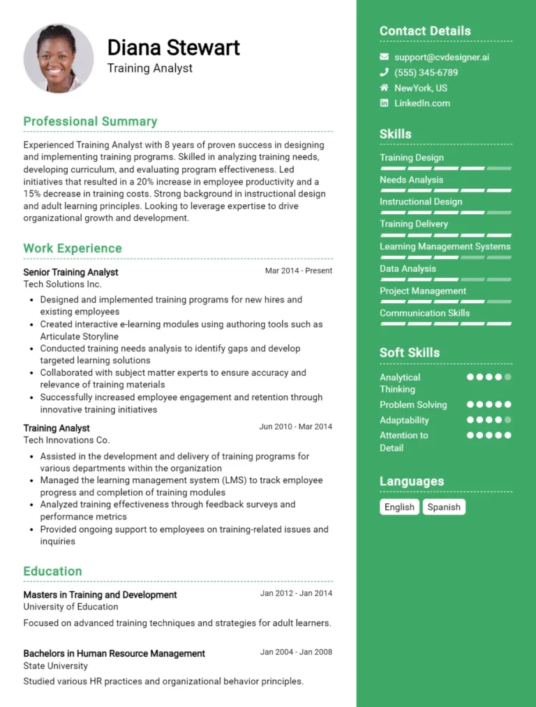 Training Analyst CV Example For 2025: How to Craft a Winning CV