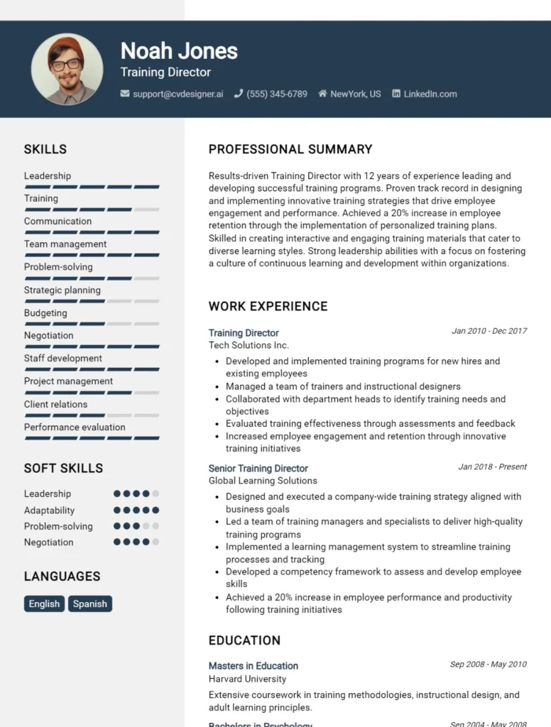 Training Director CV Example