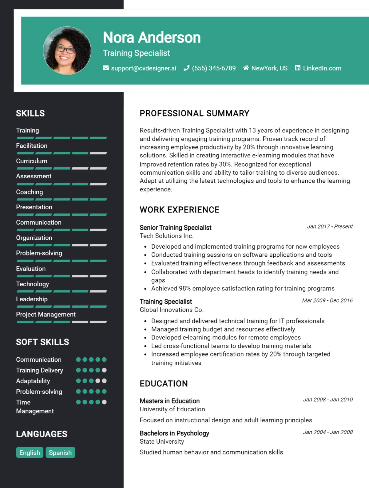 Training Specialist CV Example