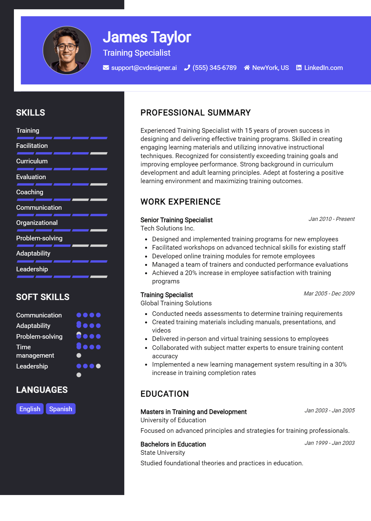 Training Specialist Resume Example