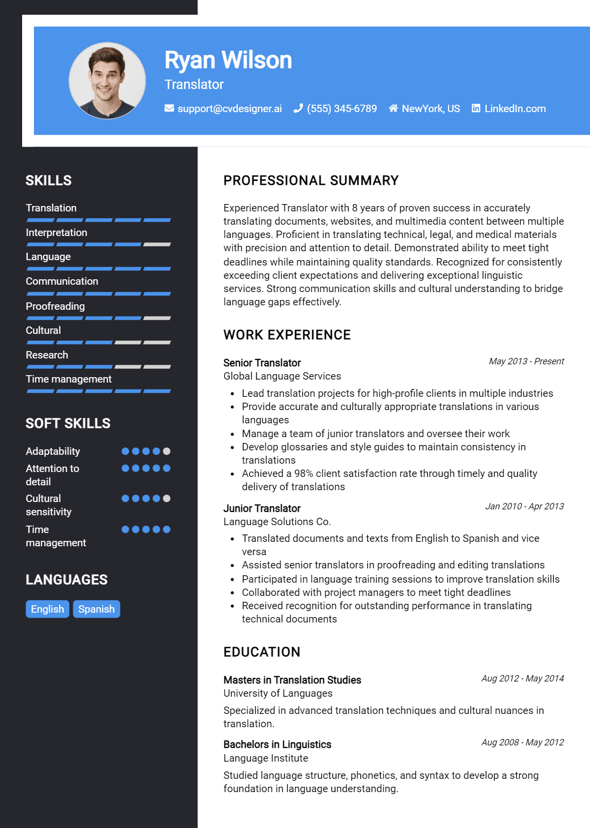 Translator Resume Example