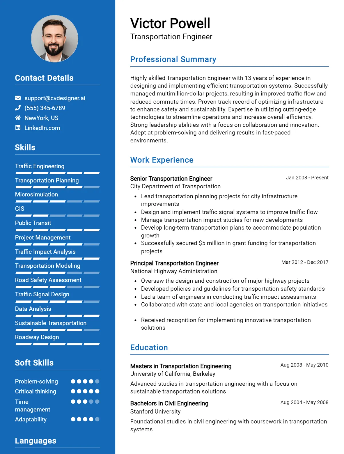 Transportation Engineer CV Example