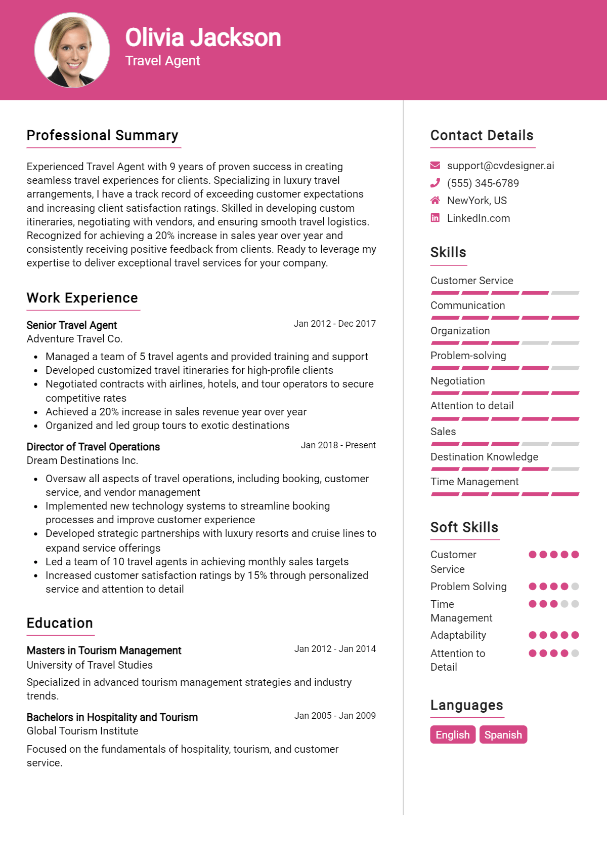 Travel Agent Resume Example