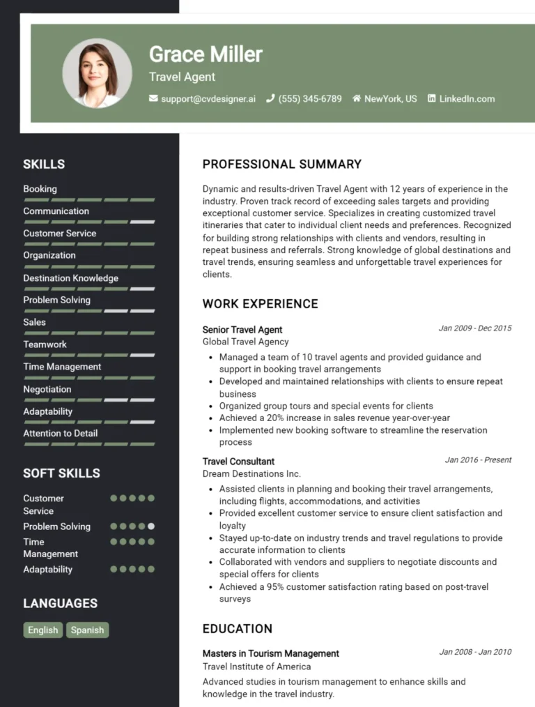 Travel Agent CV Example For 2025: How to Craft a Winning CV