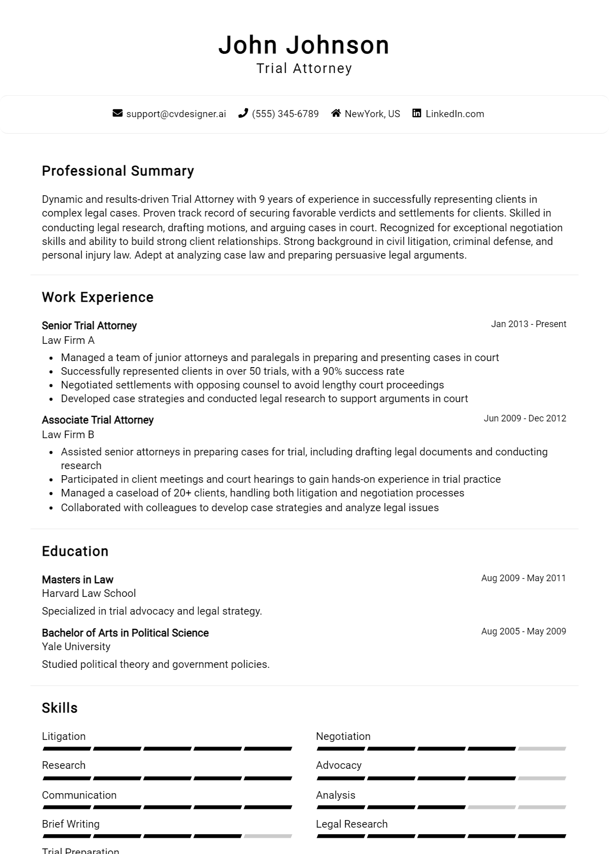 Trial Attorney Resume Example