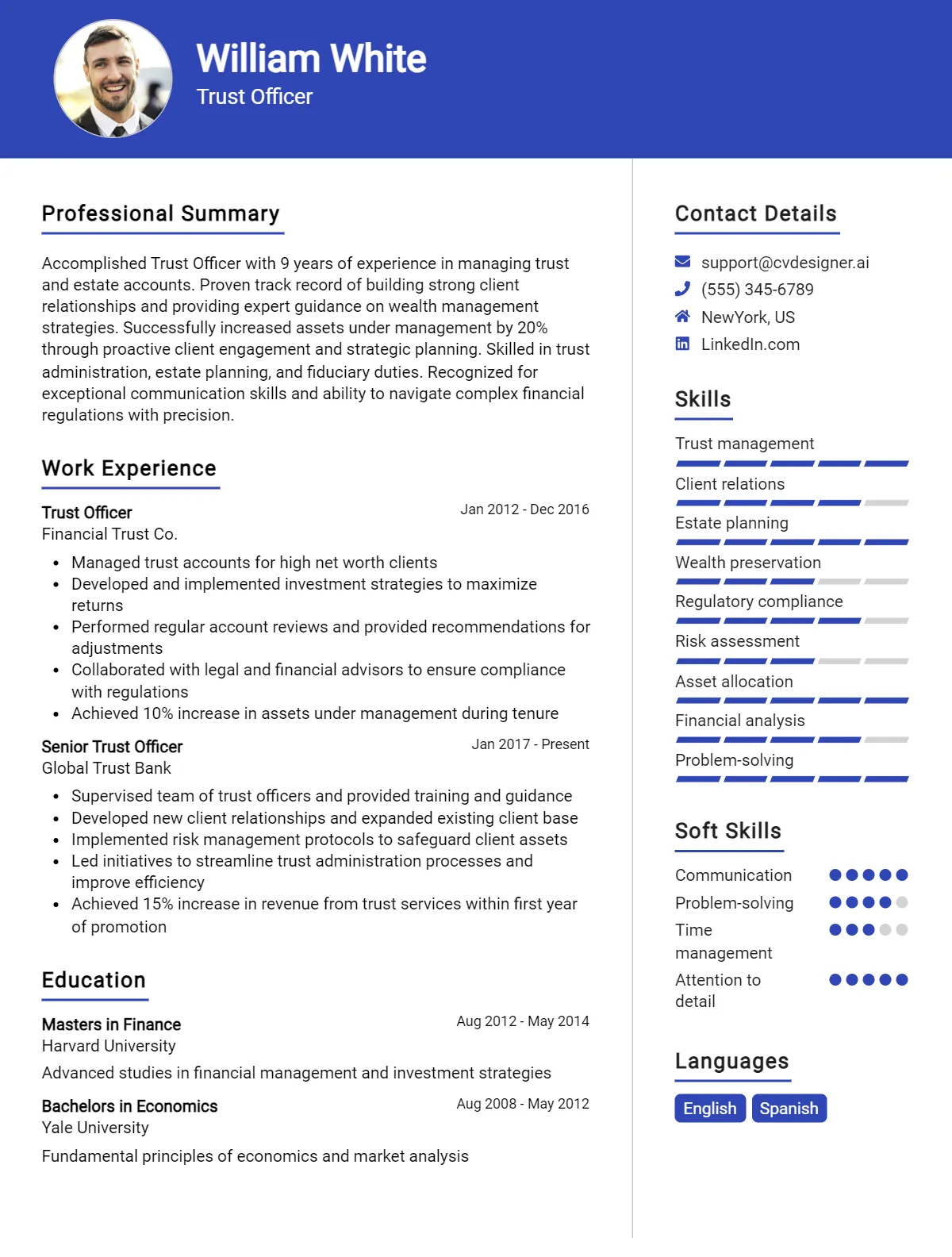 Trust Officer CV Example