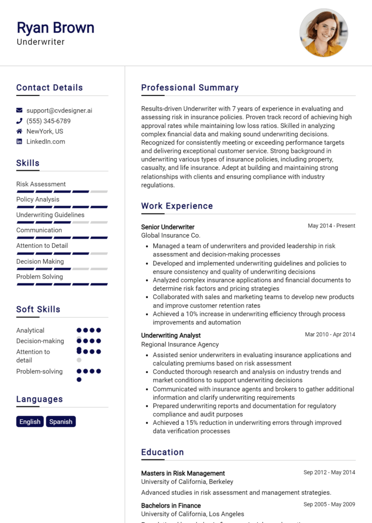 Underwriter Resume Example for 2025: Top CV Skills