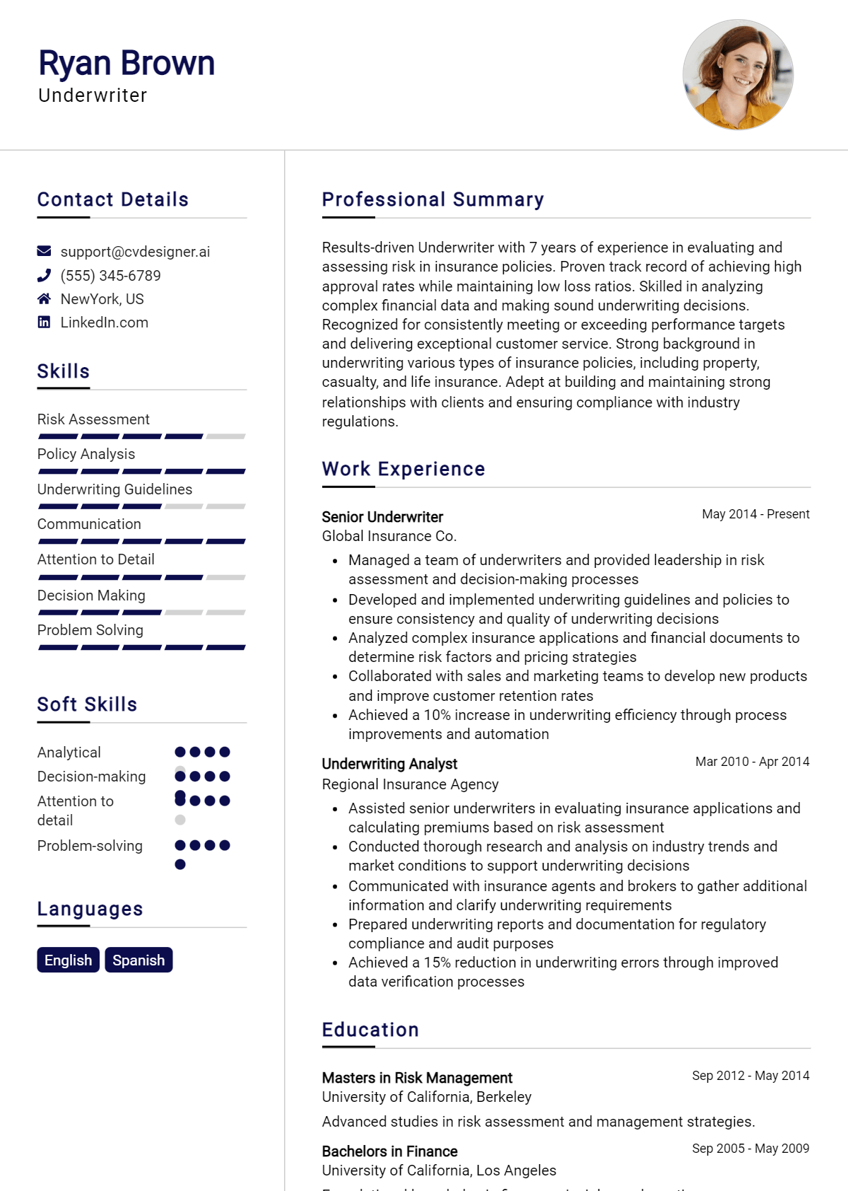 Underwriter Resume Example