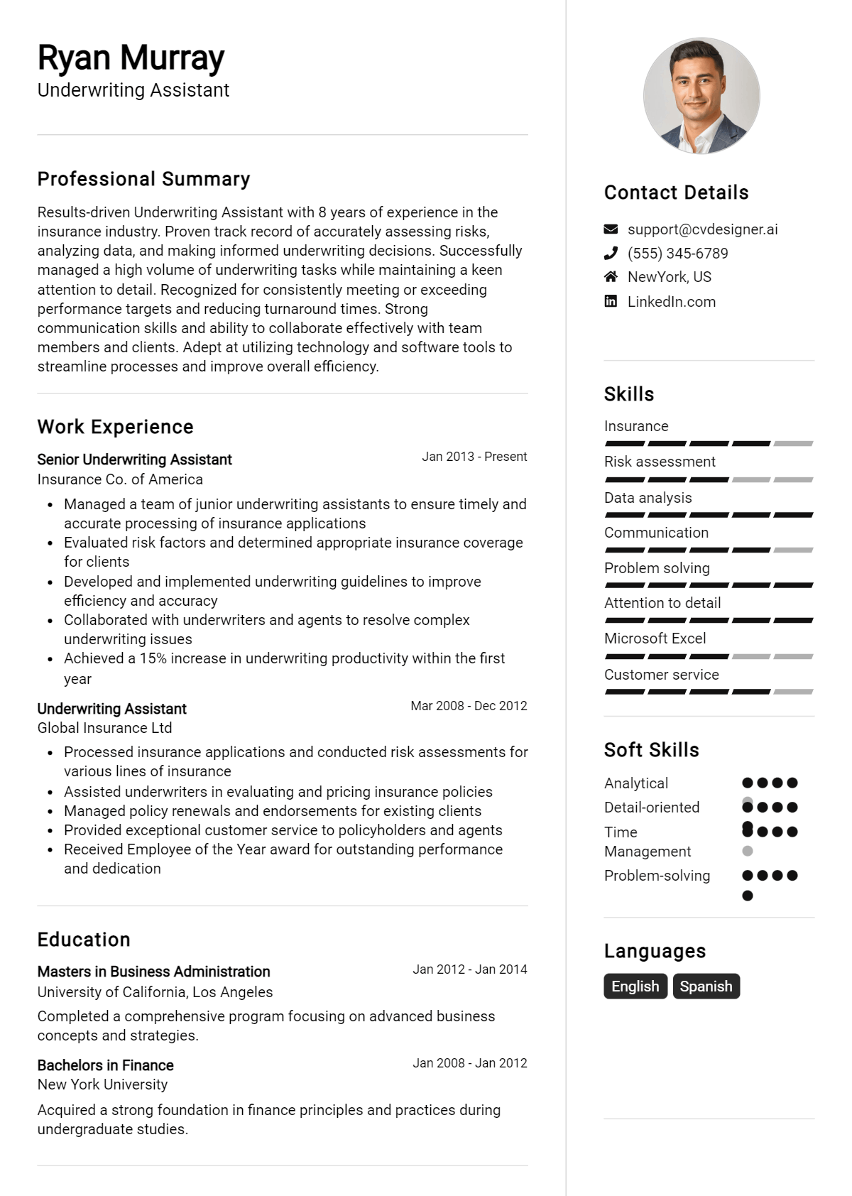 Underwriting Assistant Resume Example