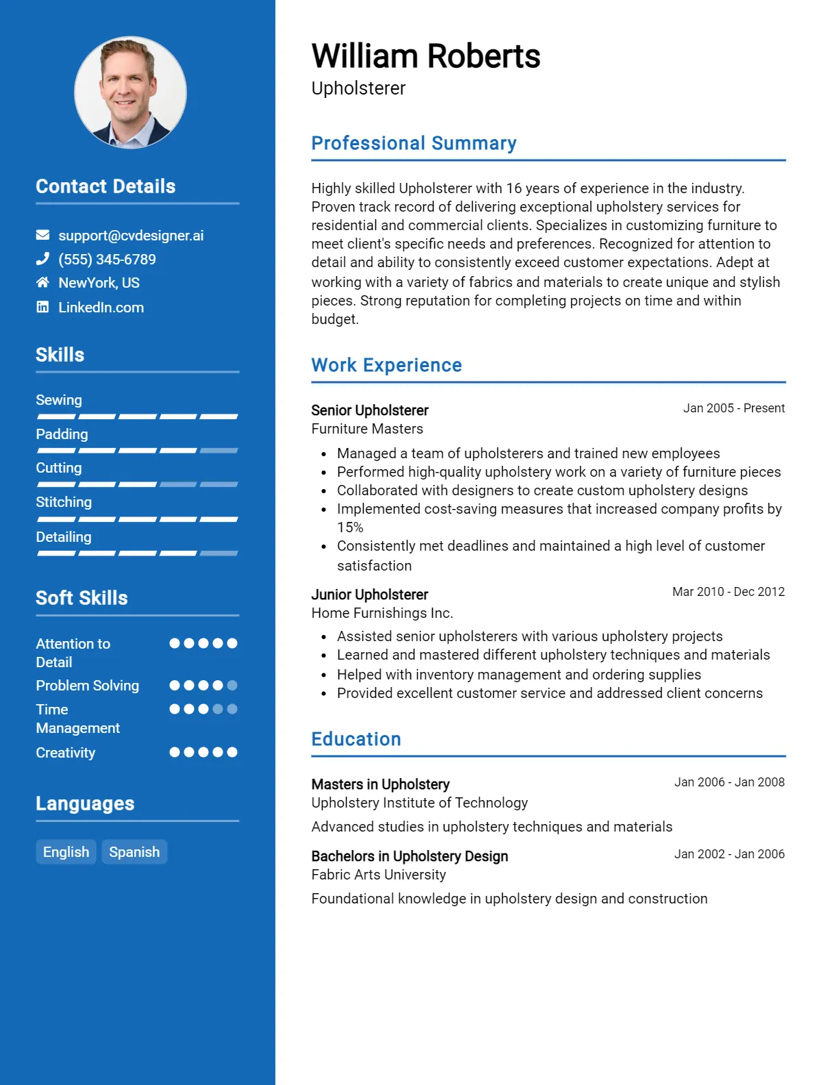 Upholsterer CV Example