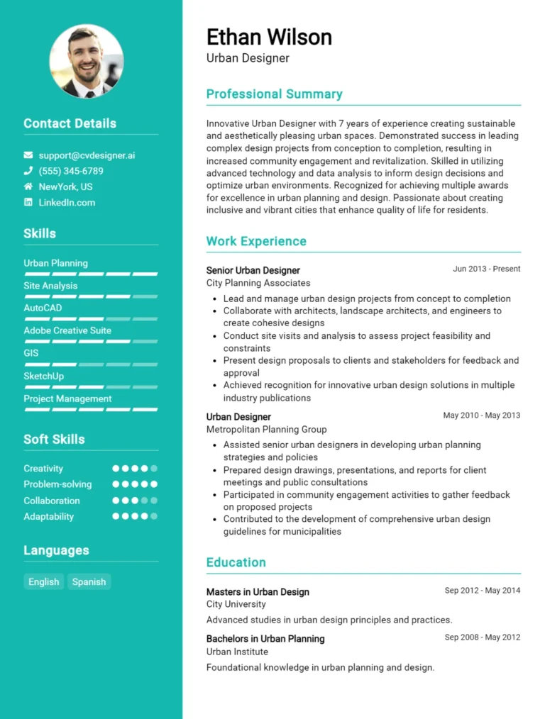 Urban Designer CV Example For 2025: Top Tips & Samples