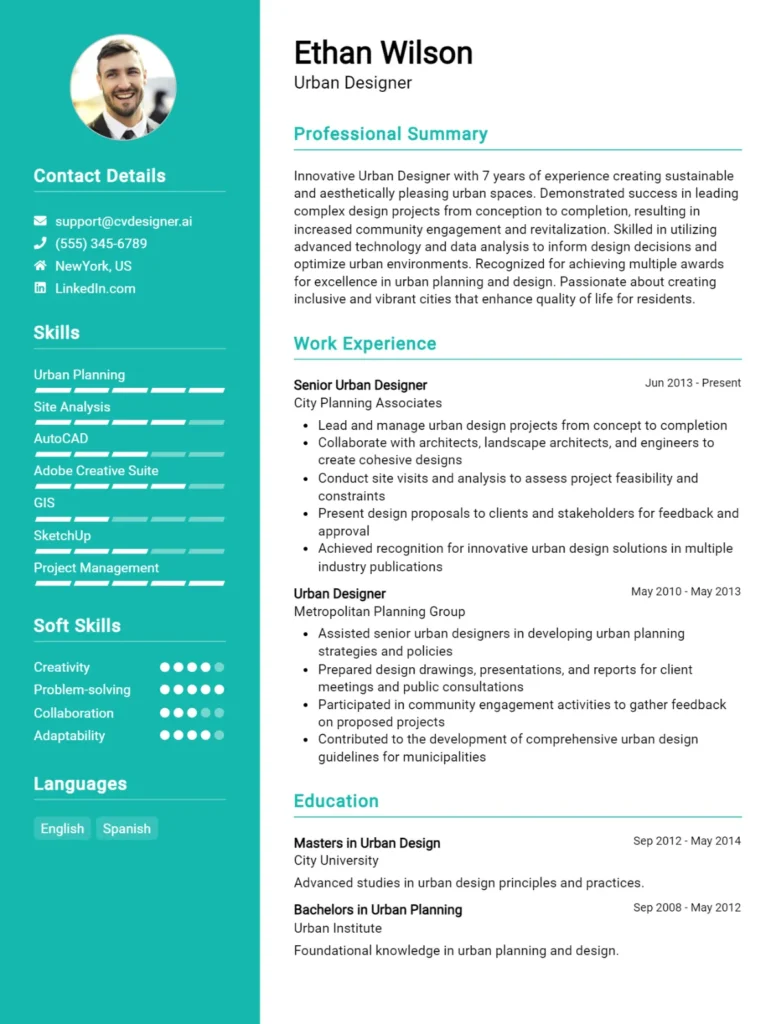 Urban Designer CV Example