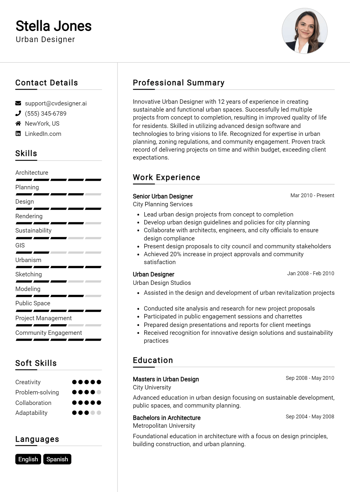 Urban Designer Resume Example