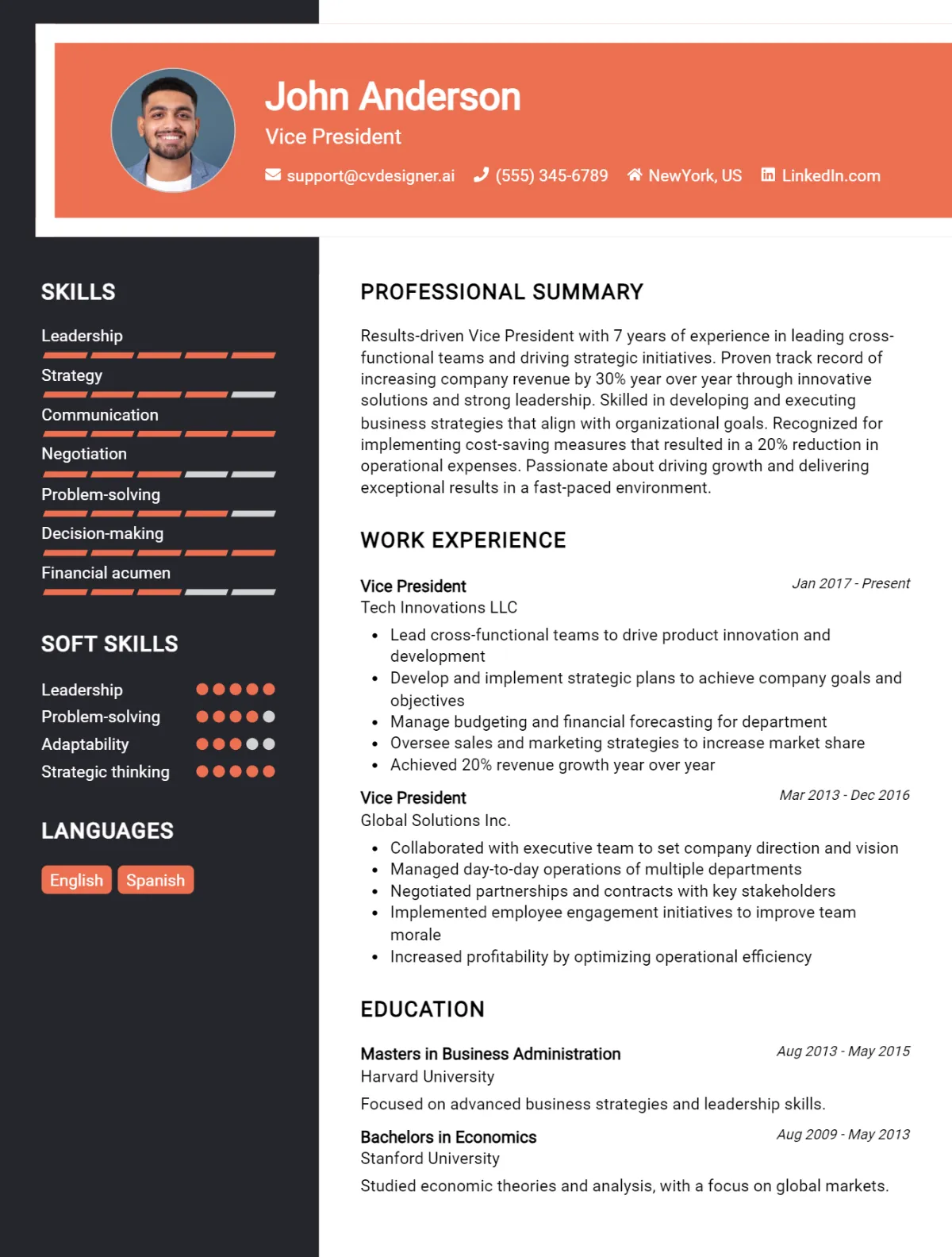 Vice President CV Example