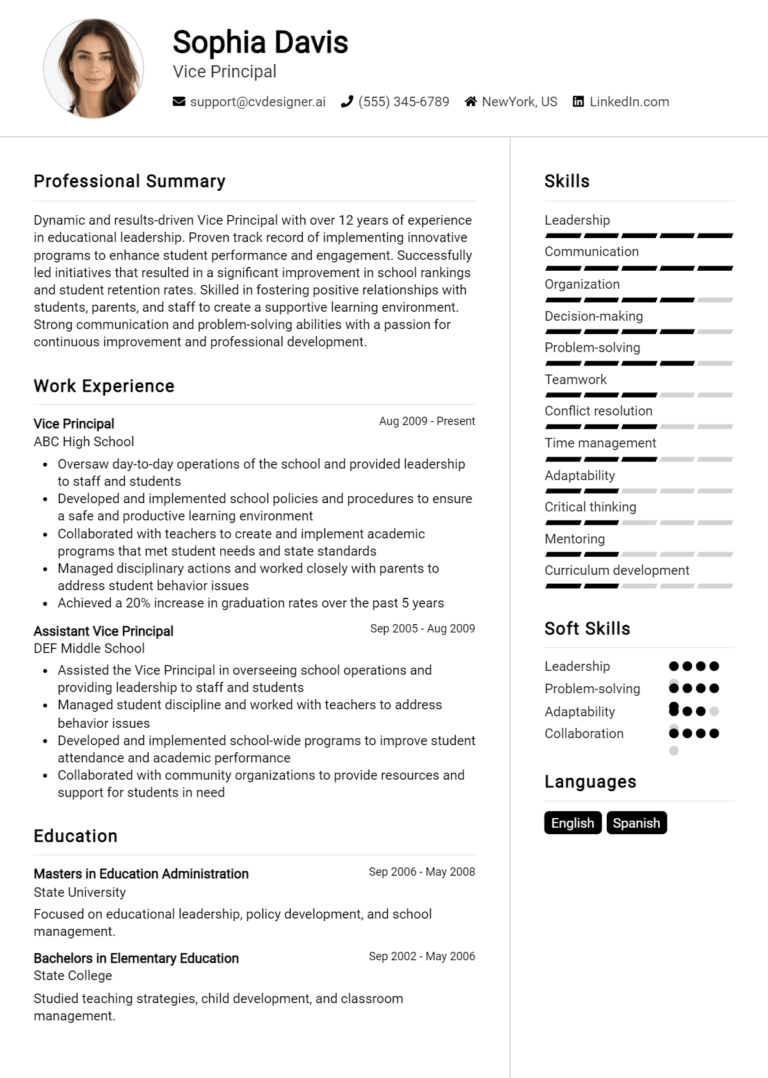 Vice Principal Resume Example for 2025: Expert Tips & Templates