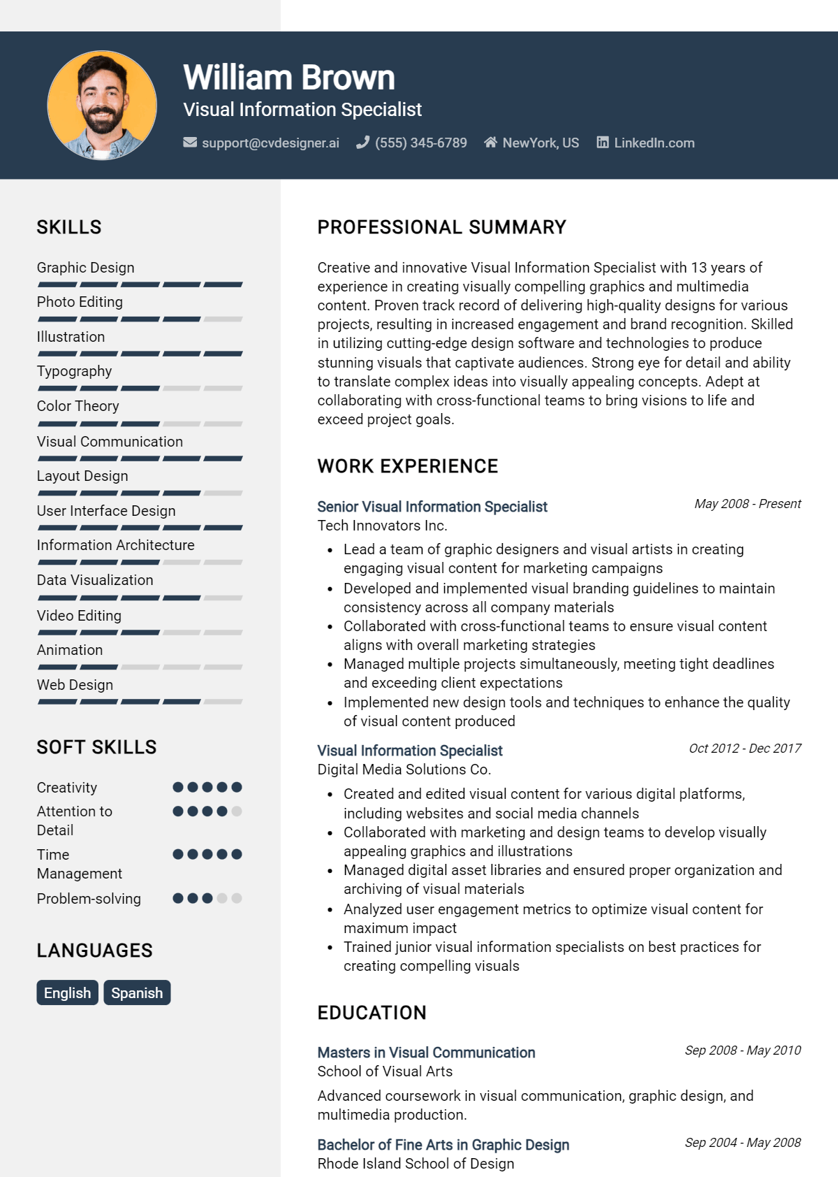Visual Information Specialist Resume Example