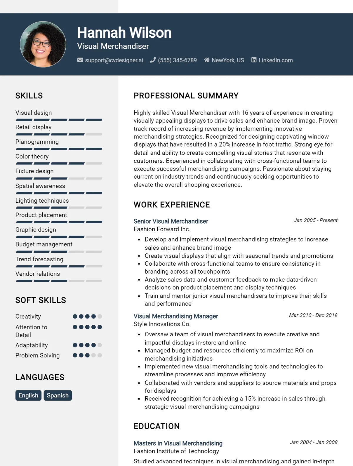 Visual Merchandiser CV Example