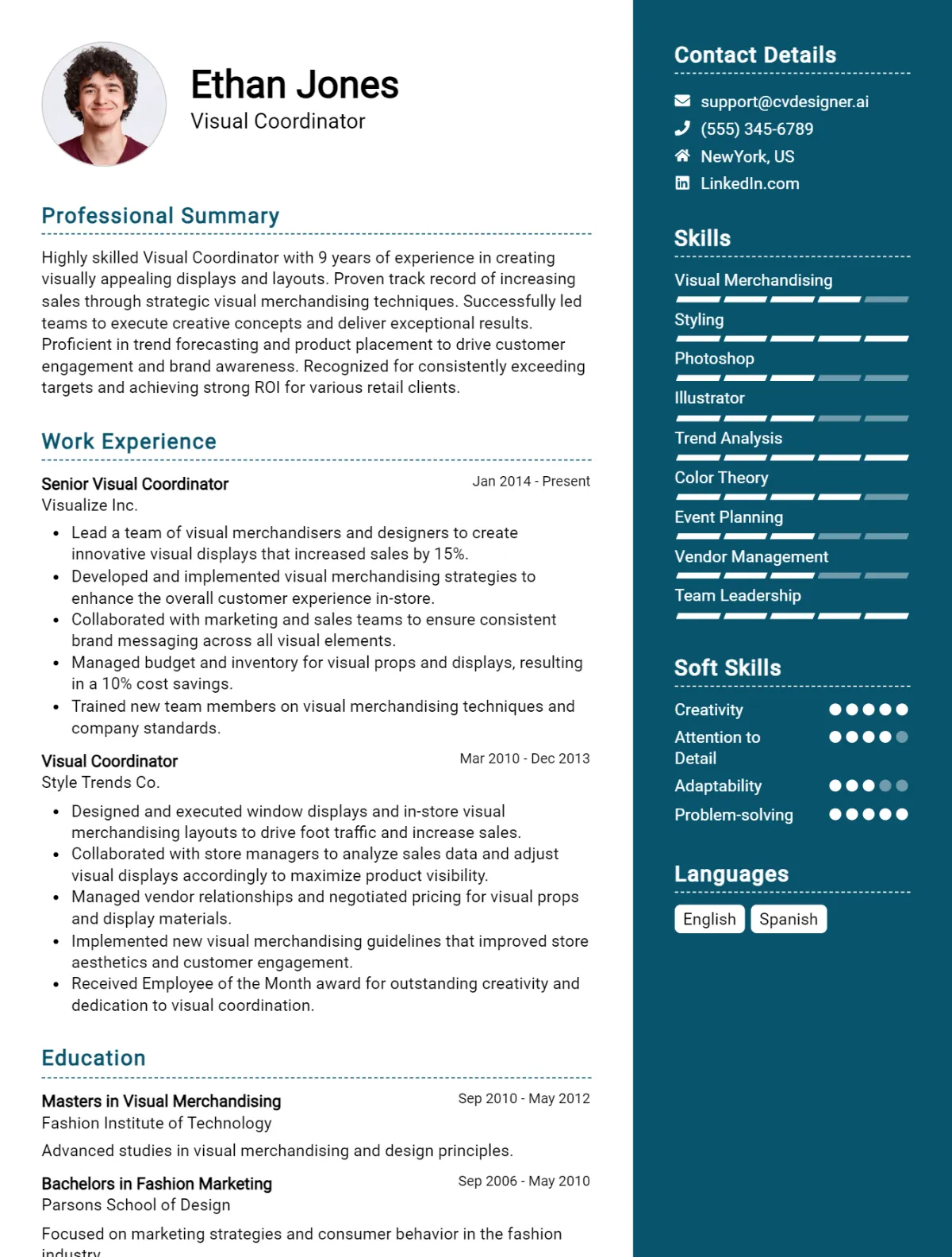 Visual Coordinator CV Example