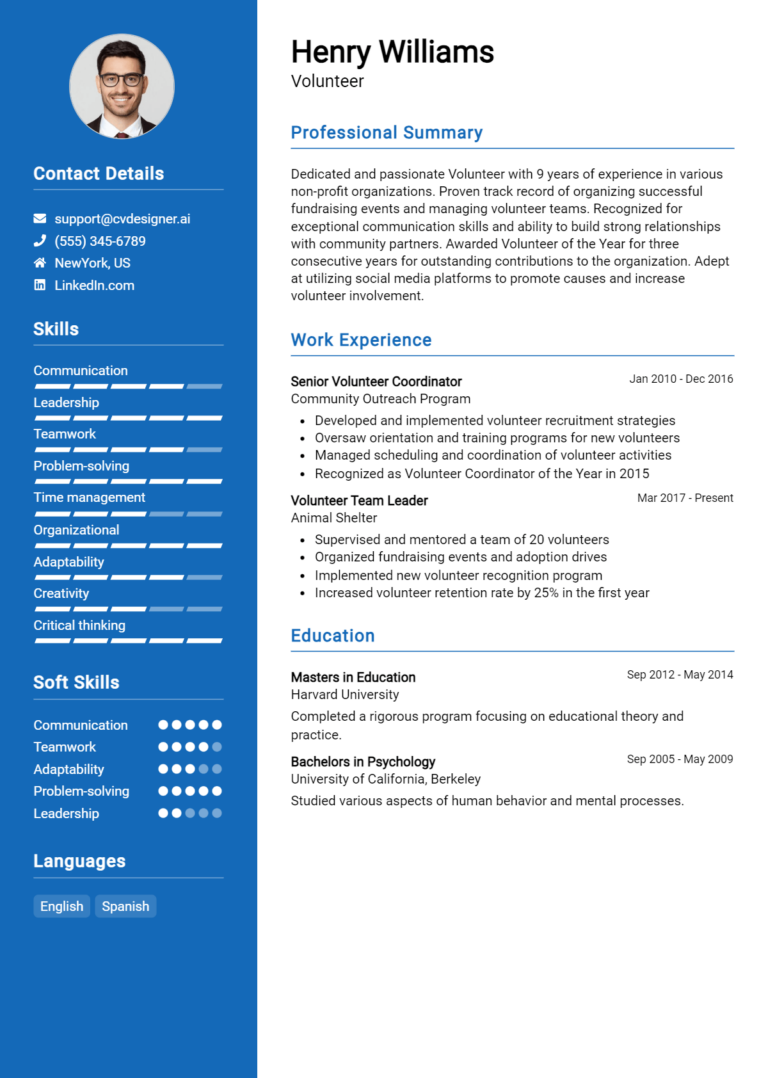 Volunteer Resume Example for 2025: Strategies & Templates