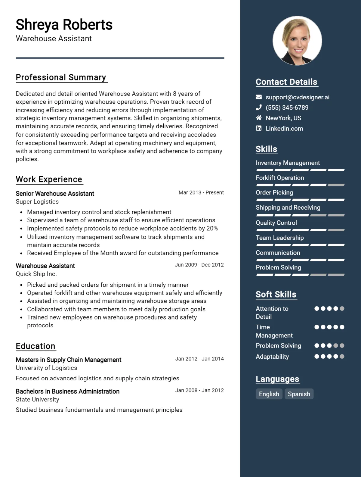 Warehouse Assistant CV Example For 2024: Strategies & Templates ...