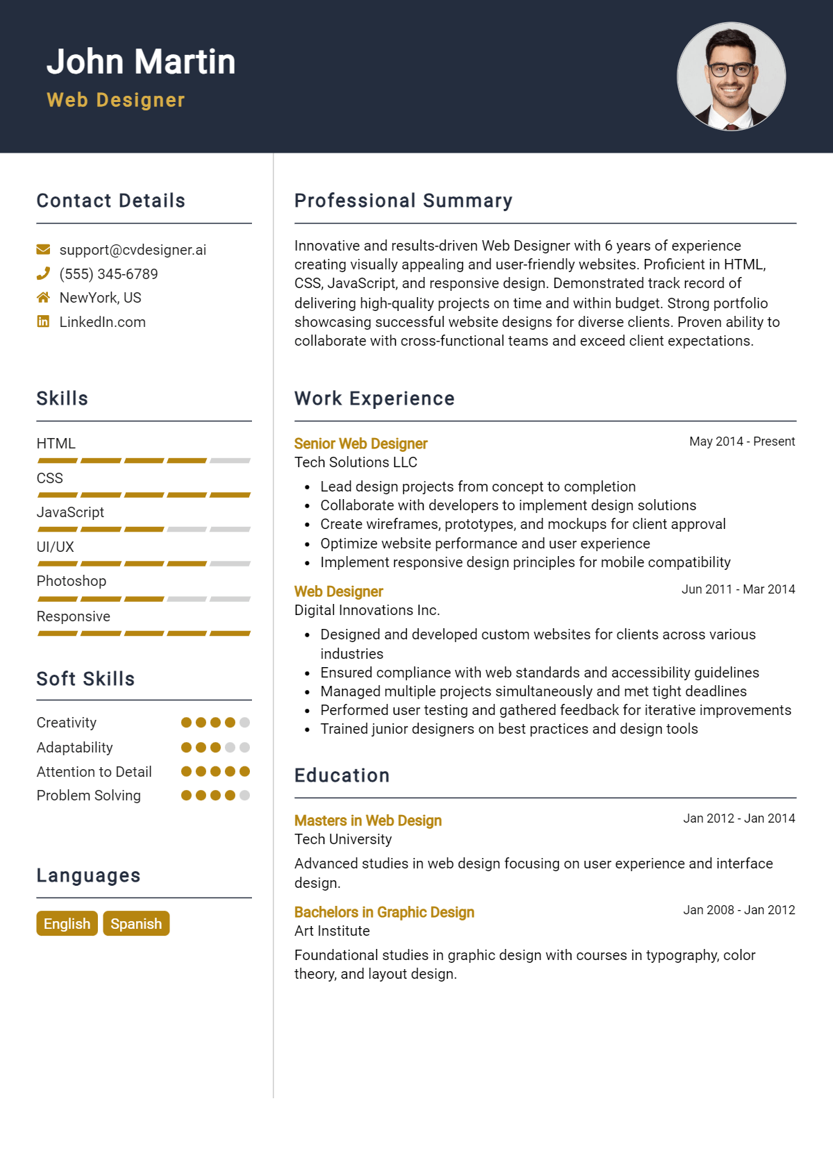 Web Designer Resume Example